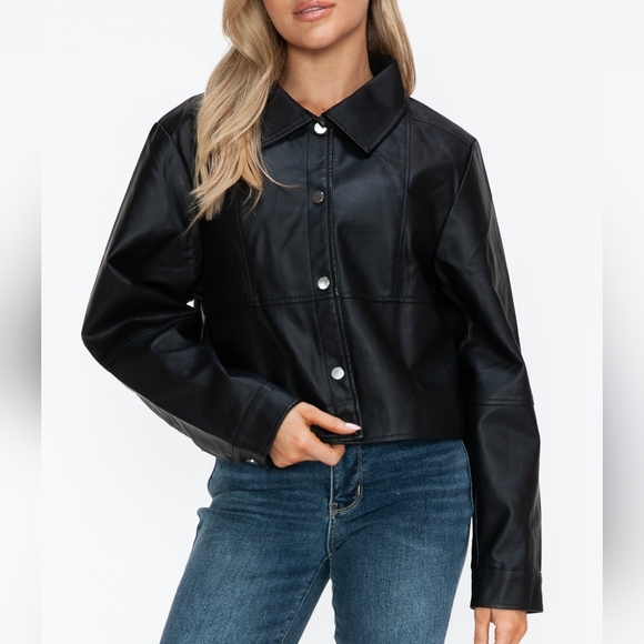 Black Vegan Leather Jacket - Picture 5 of 5